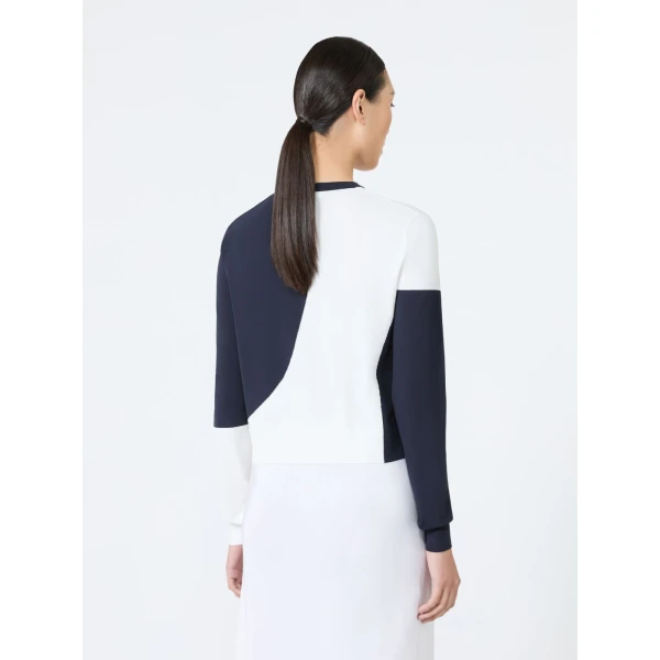 Max Mara Vetusta Slim-Fit Viscose Crepe Sweater in White | Sweaters | Luxury Shoes 