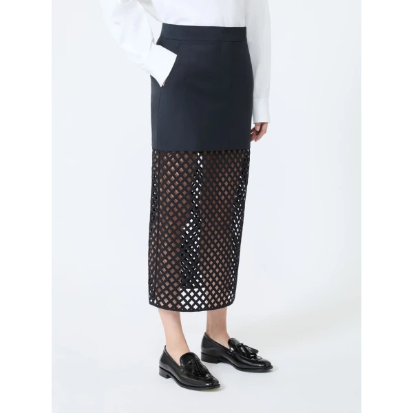 Max Mara Viale Woollen Cloth Pencil Skirt in Ultramarine | Pencil Skirts | Luxury Shoes 