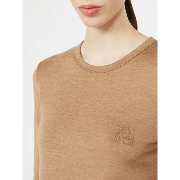 Max Mara Vicini Light Wool Jersey T-Shirt in Camel | T-shirts | Luxury Shoes 