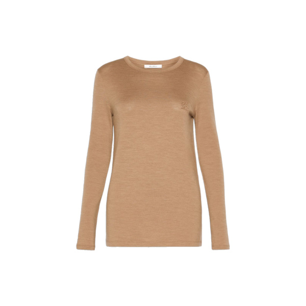Max Mara Vicini Light Wool Jersey T-Shirt in Camel | T-shirts | Luxury Shoes 