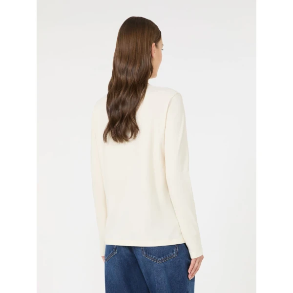 Max Mara Vicino Stretch Jersey Graphic T-Shirt in Ivory | T-shirts | Luxury Shoes 