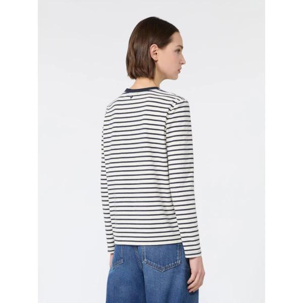 Max Mara Vicino Stretch Jersey Graphic T-Shirt in Navy | T-shirts | Luxury Shoes 