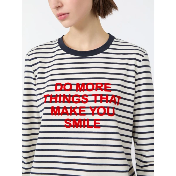 Max Mara Vicino Stretch Jersey Graphic T-Shirt in Navy | T-shirts | Luxury Shoes 