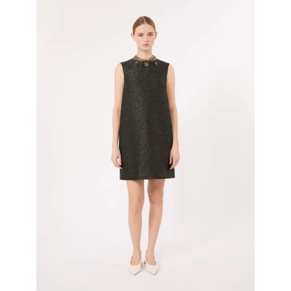 Max Mara Vicolo Cotton-Blend Jacquard Princess Dress in Dark Green | Mini Dresses | Luxury Shoes 