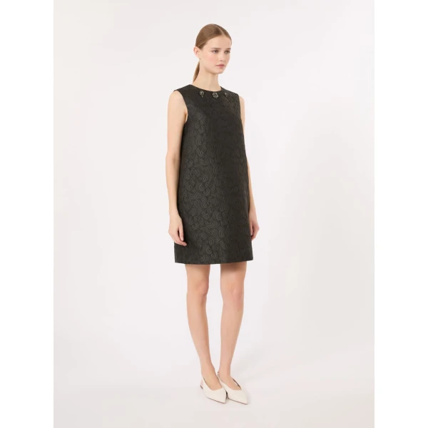 Max Mara Vicolo Cotton-Blend Jacquard Princess Dress in Dark Green | Mini Dresses | Luxury Shoes 