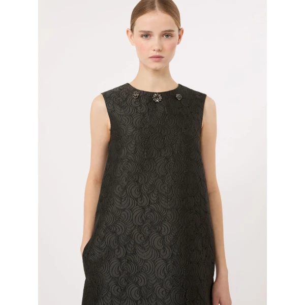 Max Mara Vicolo Cotton-Blend Jacquard Princess Dress in Dark Green | Mini Dresses | Luxury Shoes 