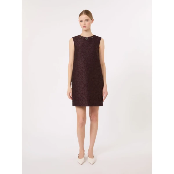 Max Mara Vicolo Cotton-Blend Jacquard Princess Dress in Plum | Mini Dresses | Luxury Shoes 