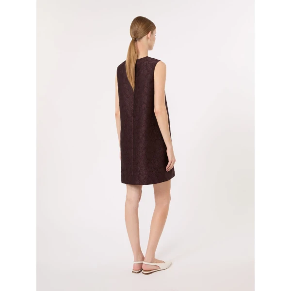 Max Mara Vicolo Cotton-Blend Jacquard Princess Dress in Plum | Mini Dresses | Luxury Shoes 
