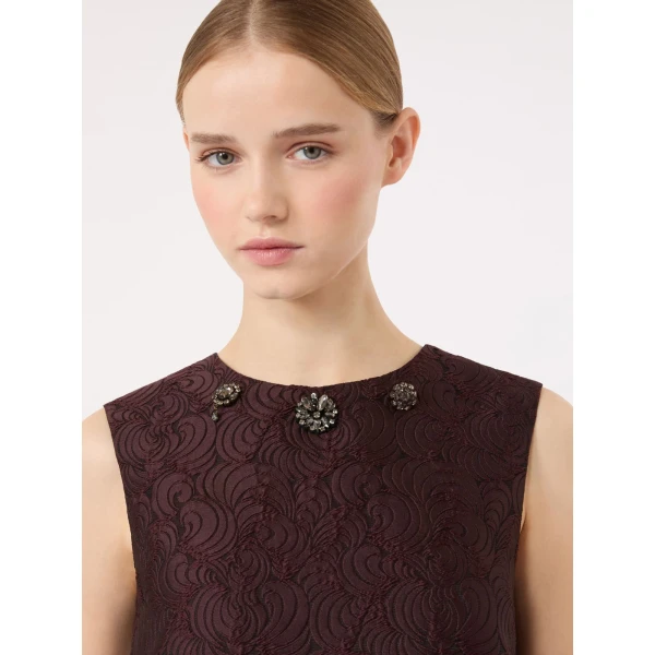 Max Mara Vicolo Cotton-Blend Jacquard Princess Dress in Plum | Mini Dresses | Luxury Shoes 