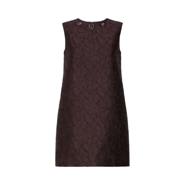 Max Mara Vicolo Cotton-Blend Jacquard Princess Dress in Plum | Mini Dresses | Luxury Shoes 