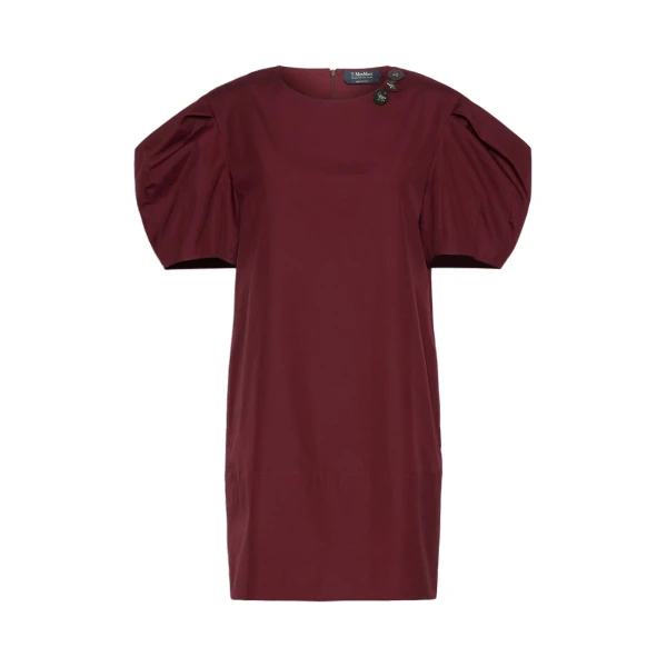 Vicolo Cotton Poplin Short Dress in Ruby