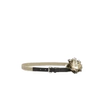 Max Mara Vicolo Linen and Cotton Belt with Brooch in Natural | Belts | Luxury Shoes 