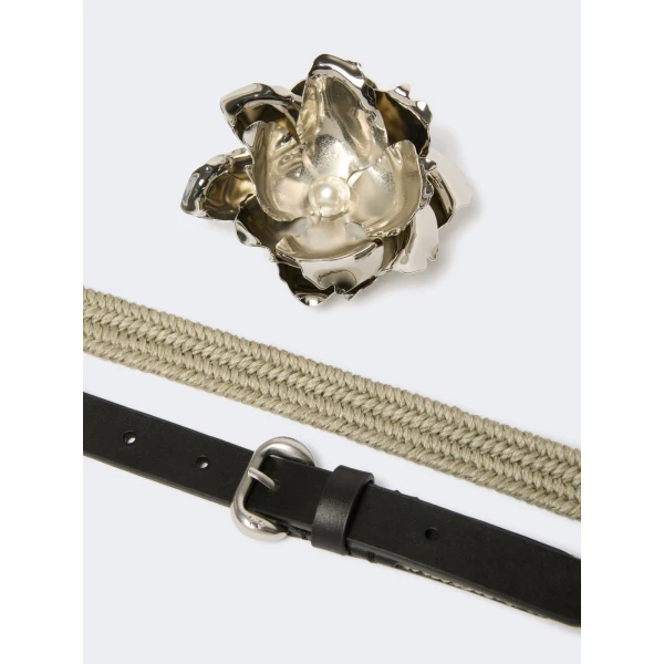 Max Mara Vicolo Linen and Cotton Belt with Brooch in Natural | Belts | Luxury Shoes 