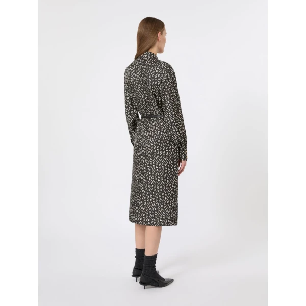 Max Mara Vigile Printed Silk Shirt Dress in Black and White | Shirtdress | Luxury Shoes 