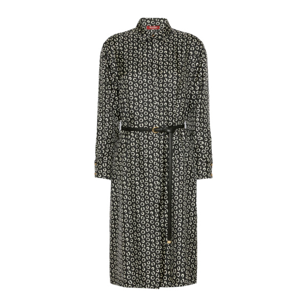 Max Mara Vigile Printed Silk Shirt Dress in Black and White | Shirtdress | Luxury Shoes 