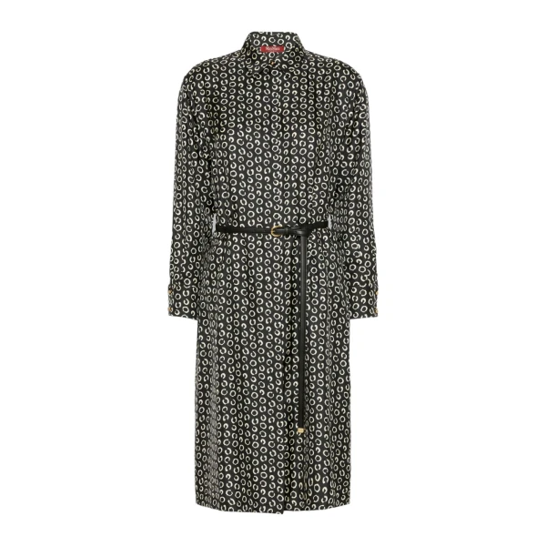Max Mara Vigile Printed Silk Shirt Dress in Black and White | Shirtdress | Luxury Shoes 