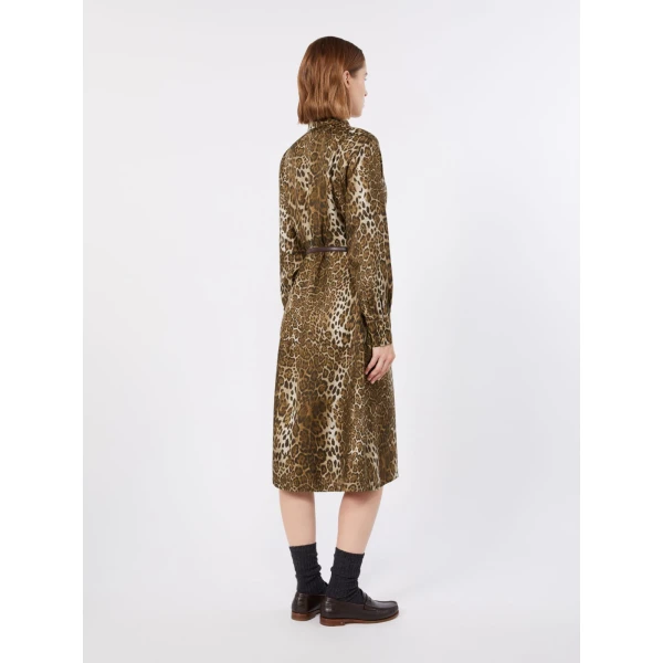 Max Mara Vigile Printed Silk Shirt Dress in Brown | Shirtdress | Luxury Shoes 