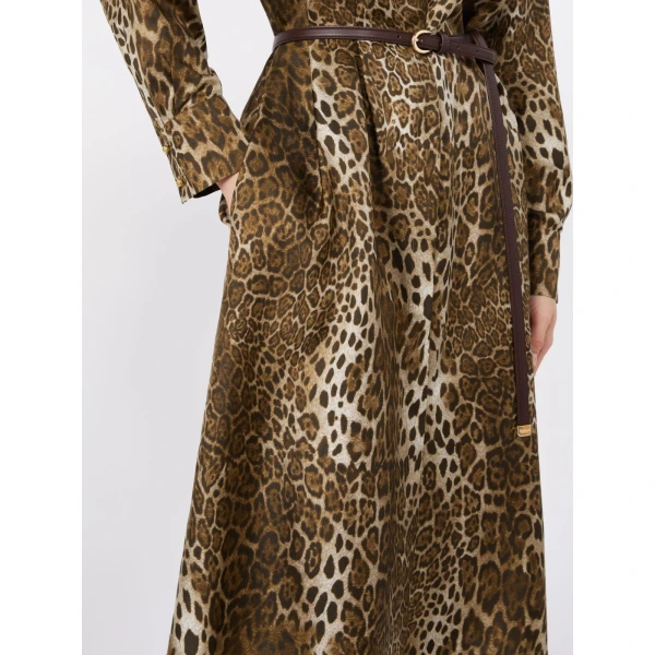 Max Mara Vigile Printed Silk Shirt Dress in Brown | Shirtdress | Luxury Shoes 