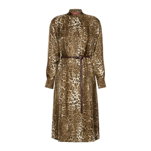 Max Mara Vigile Printed Silk Shirt Dress in Brown | Shirtdress | Luxury Shoes 