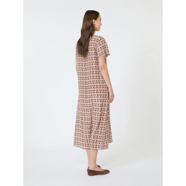Max Mara Vinci Printed Silk T-Shirt Dress in Antique Rose | Shirtdress | Luxury Shoes 