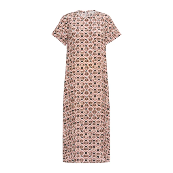 Max Mara Vinci Printed Silk T-Shirt Dress in Antique Rose | Shirtdress | Luxury Shoes 