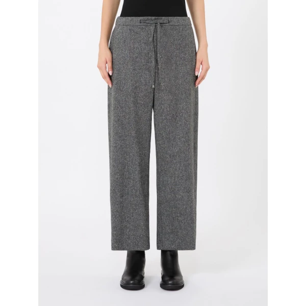 Max Mara Vinci Wool Flannel Joggers in Black | Sweatpants | Luxury Shoes 