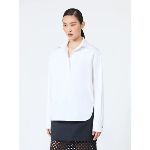 Max Mara Violino Stretch Cotton Shirt in Optical White | Shirts | Luxury Shoes 