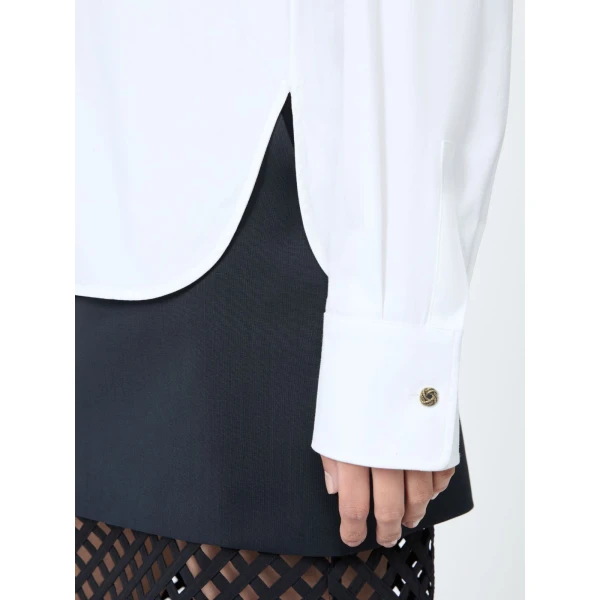 Max Mara Violino Stretch Cotton Shirt in Optical White | Shirts | Luxury Shoes 