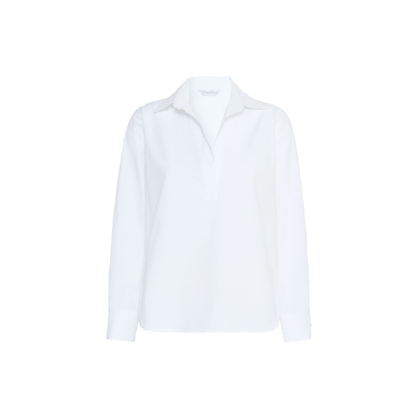 Max Mara Violino Stretch Cotton Shirt in Optical White | Shirts | Luxury Shoes 
