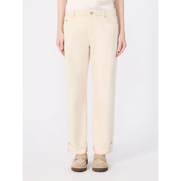 Max Mara Virna Cotton Bull Denim Trousers in Natural | Denim | Luxury Shoes 