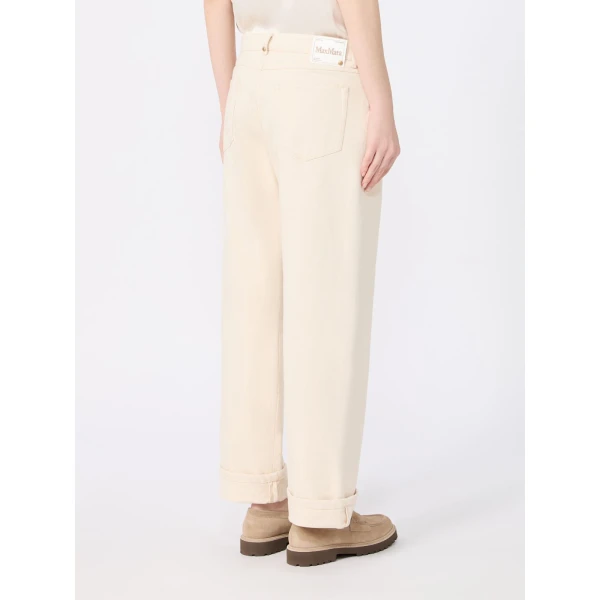 Max Mara Virna Cotton Bull Denim Trousers in Natural | Denim | Luxury Shoes 