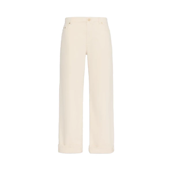 Max Mara Virna Cotton Bull Denim Trousers in Natural | Denim | Luxury Shoes 