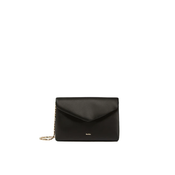 Viscose and Silk Satin Clutch Bag in Black