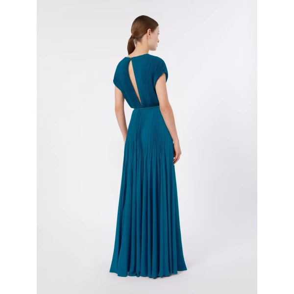 Max Mara Visino Long Sable Georgette Dress in Oil Green | Maxi Dresses | Luxury Shoes 