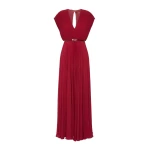 Max Mara Visino Long Sable Georgette Dress in Ruby | Maxi Dresses | Luxury Shoes 