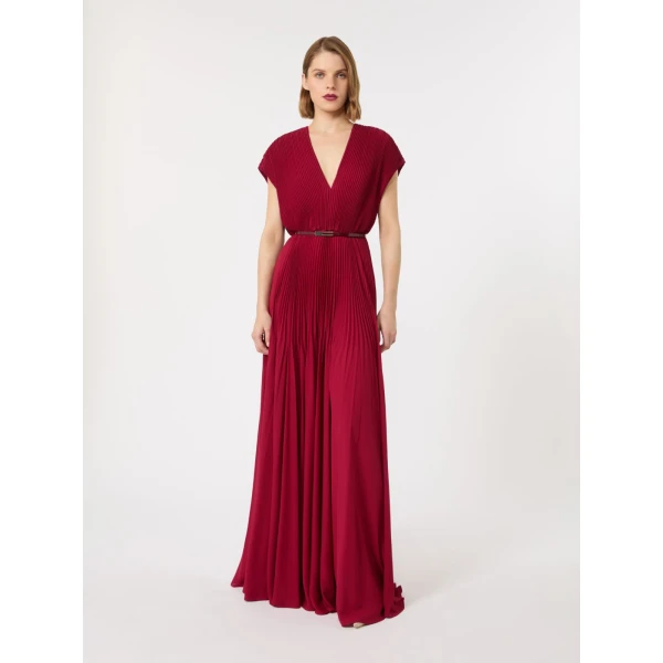 Max Mara Visino Long Sable Georgette Dress in Ruby | Maxi Dresses | Luxury Shoes 