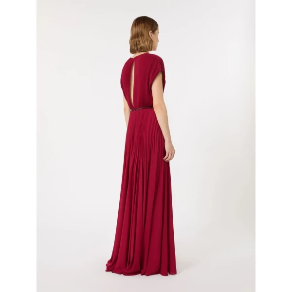 Max Mara Visino Long Sable Georgette Dress in Ruby | Maxi Dresses | Luxury Shoes 