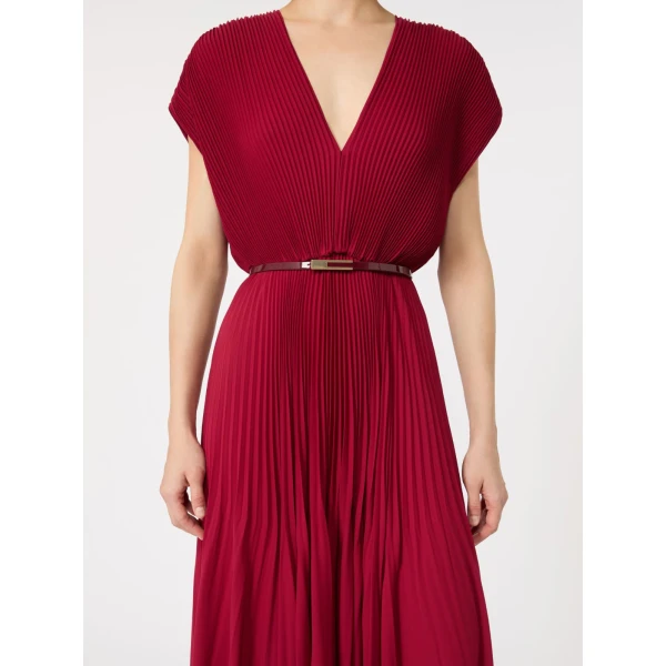 Max Mara Visino Long Sable Georgette Dress in Ruby | Maxi Dresses | Luxury Shoes 