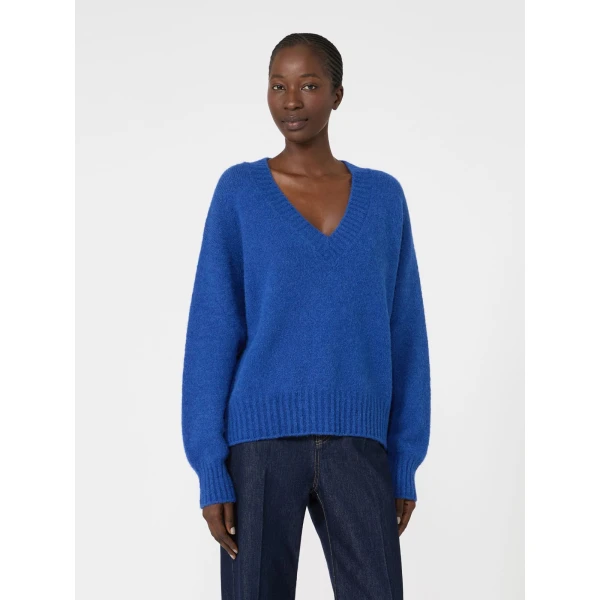 Max Mara Visita Alpaca and Cotton V-Neck Jumper in Cornflower Blue | Sweaters | Luxury Shoes 