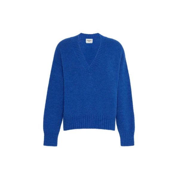 Max Mara Visita Alpaca and Cotton V-Neck Jumper in Cornflower Blue | Sweaters | Luxury Shoes 
