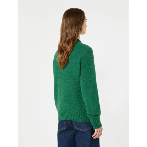 Max Mara Visita Alpaca and Cotton V-Neck Jumper in Dark Green | Sweaters | Luxury Shoes 