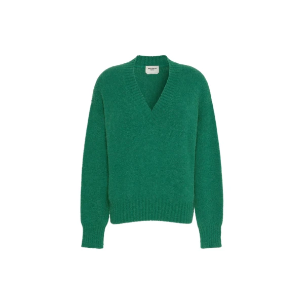 Max Mara Visita Alpaca and Cotton V-Neck Jumper in Dark Green | Sweaters | Luxury Shoes 