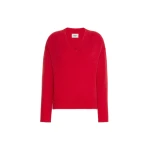 Max Mara Visita Alpaca and Cotton V-Neck Jumper in Red | Sweaters | Luxury Shoes 