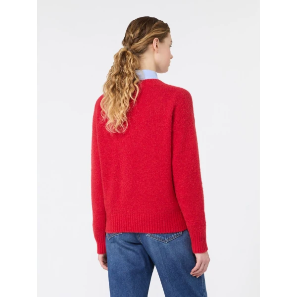 Max Mara Visita Alpaca and Cotton V-Neck Jumper in Red | Sweaters | Luxury Shoes 