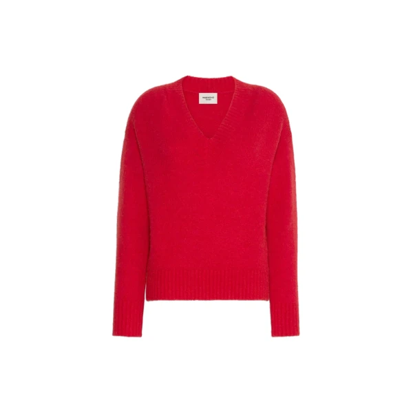 Max Mara Visita Alpaca and Cotton V-Neck Jumper in Red | Sweaters | Luxury Shoes 