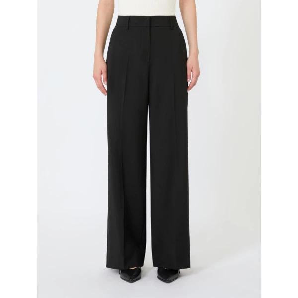 Max Mara Visivo Stretch Wool Palazzo Trousers in Black | Wide leg pants | Luxury Shoes 