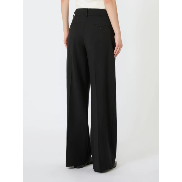 Max Mara Visivo Stretch Wool Palazzo Trousers in Black | Wide leg pants | Luxury Shoes 