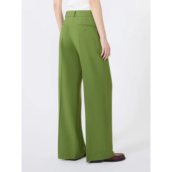Max Mara Visivo Stretch Wool Palazzo Trousers in Green | Wide leg pants | Luxury Shoes 