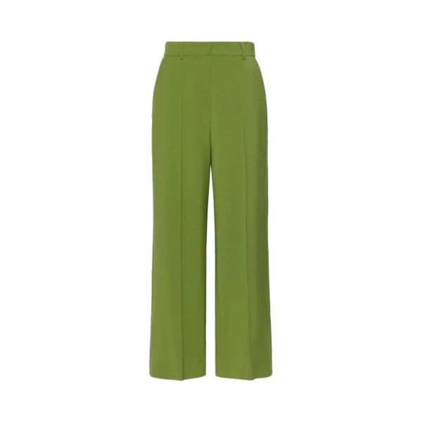Max Mara Visivo Stretch Wool Palazzo Trousers in Green | Wide leg pants | Luxury Shoes 