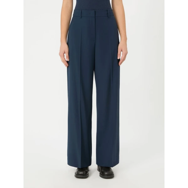 Max Mara Visivo Stretch Wool Palazzo Trousers in Navy | Wide leg pants | Luxury Shoes 
